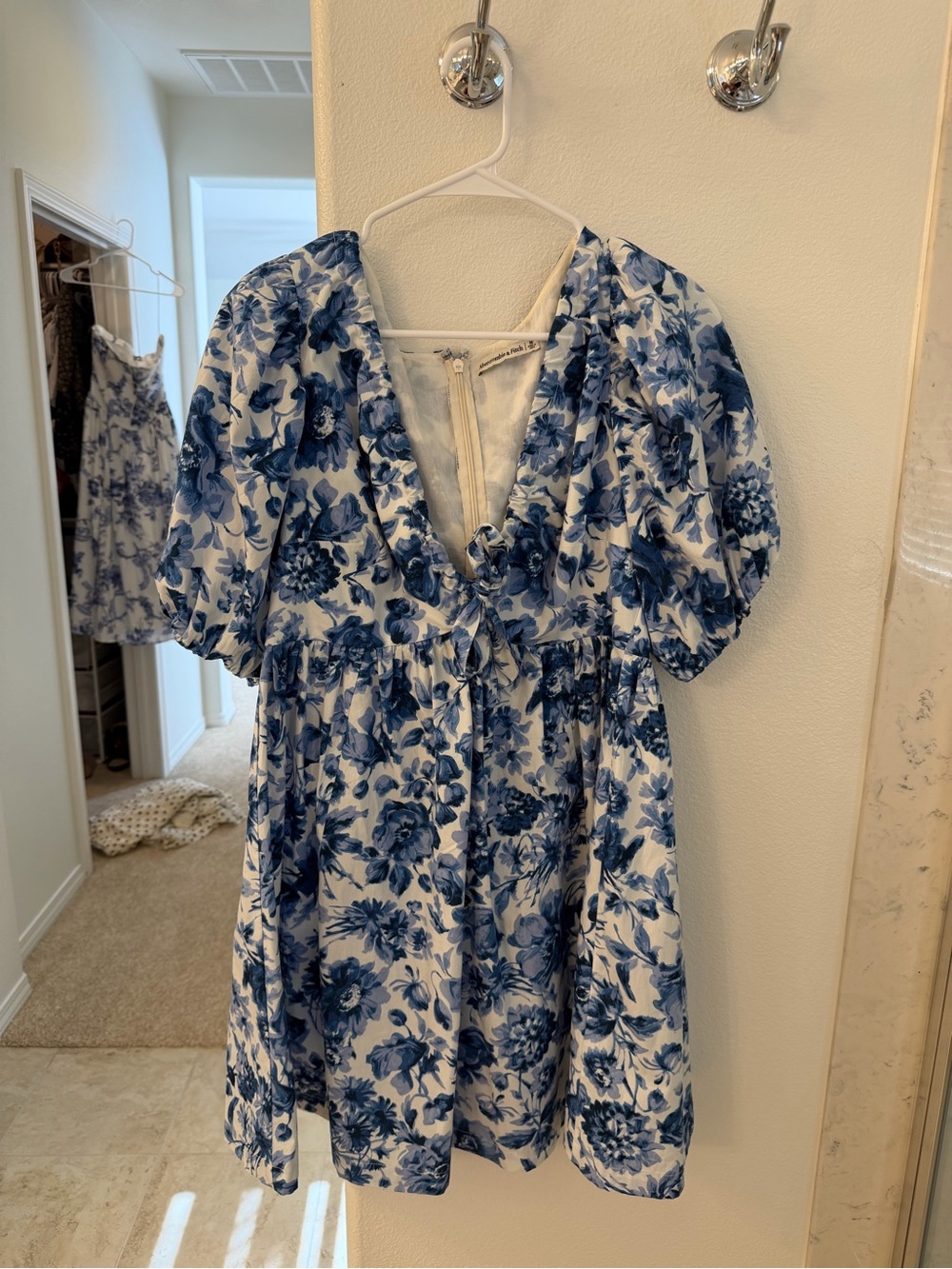 Abercrombie & Fitch White Dress with Blue Floral Print